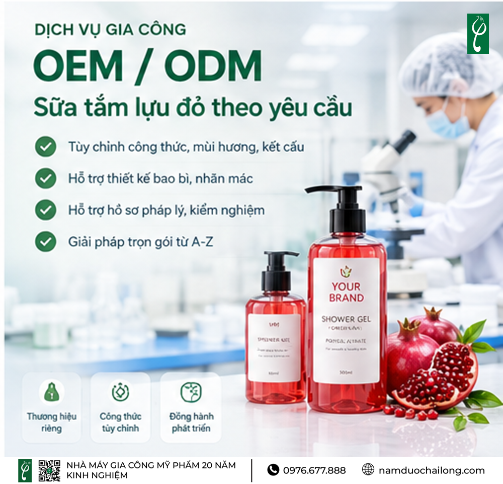 Gia Công Sữa Tắm Lựu Đỏ