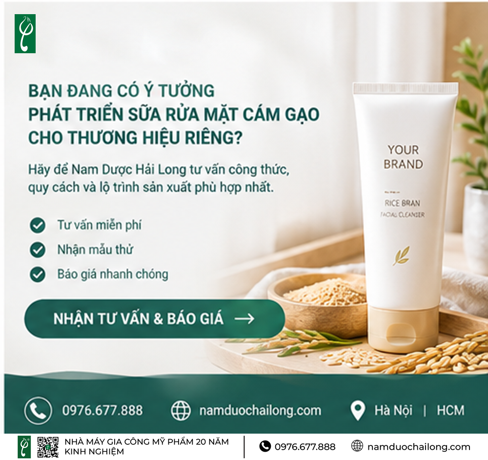 Gia Công Sữa Rửa Mặt Cám Gạo Trọn Gói, Công Thức Riêng gia công sữa rửa mặt cám gạo