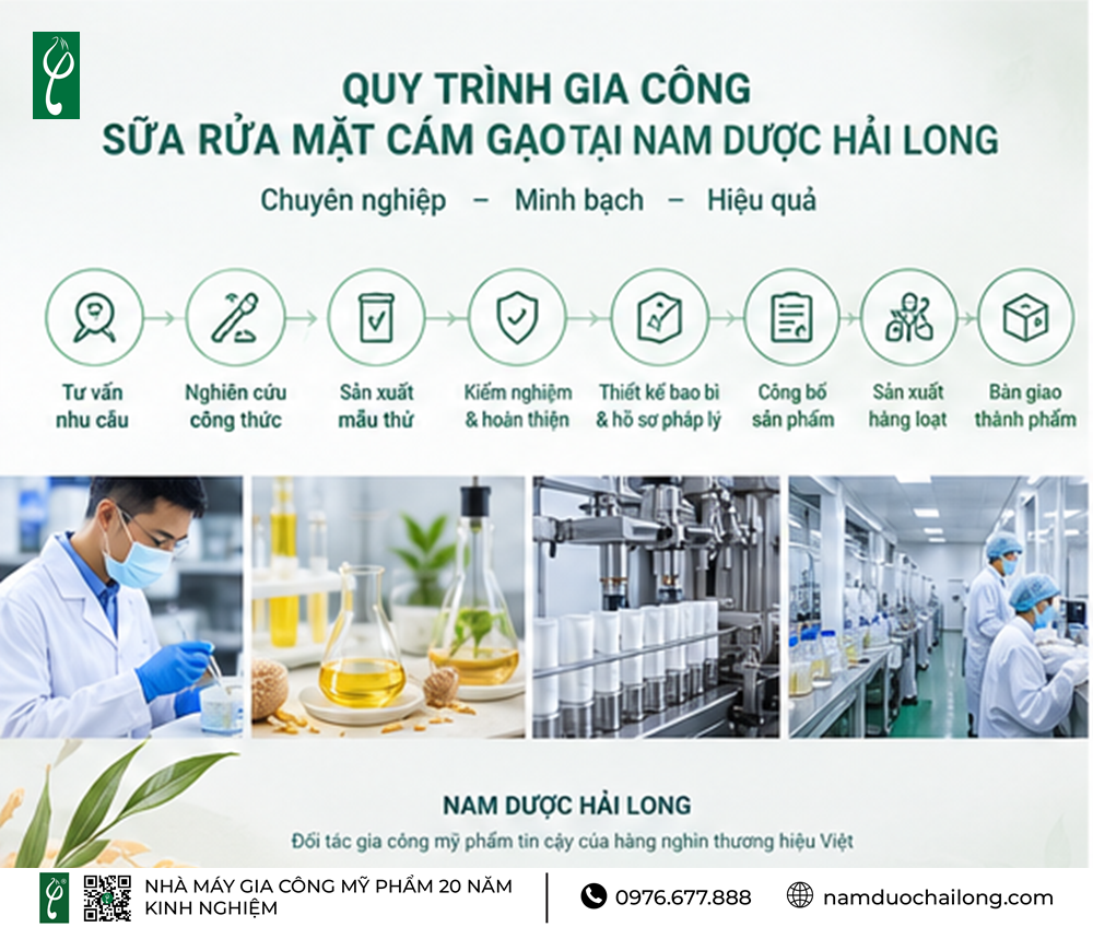 Gia Công Sữa Rửa Mặt Cám Gạo Trọn Gói, Công Thức Riêng gia công sữa rửa mặt cám gạo